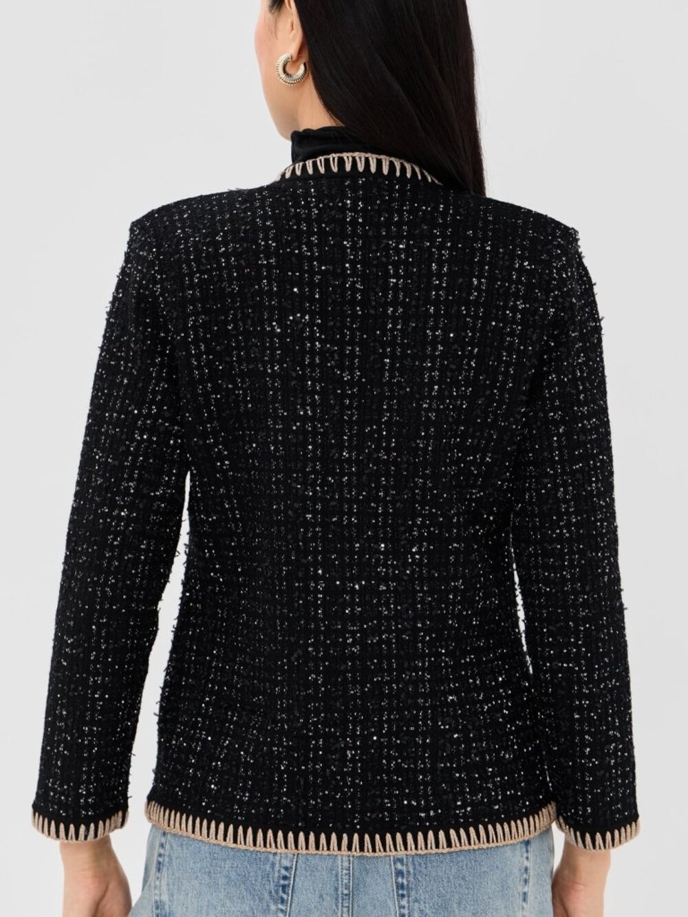 Veronica Beard Black Sparkly Boucle’ Sweater Jacket LargeCeriani Knit Jacket - Picture 4 of 7